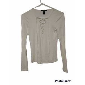 NWT FOREVER 21 Knit Lace Up Shirt Size M